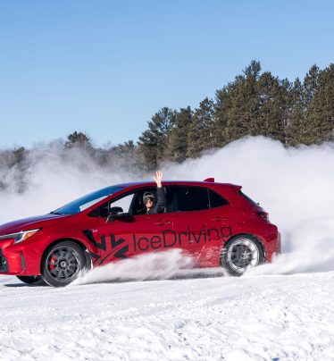tire testing during ice driving event