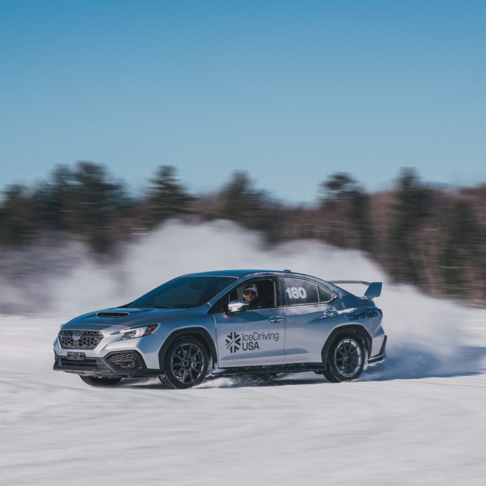 drifting car on winter ice track
