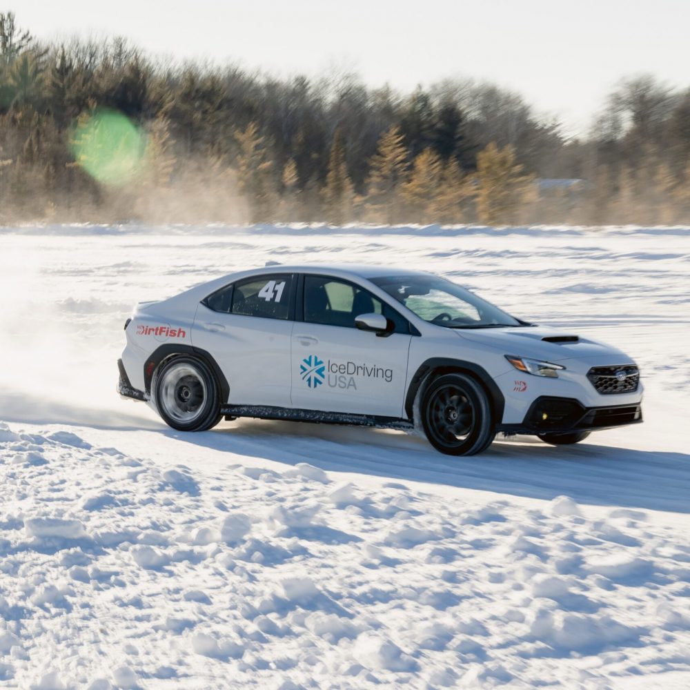 car driving on ice track